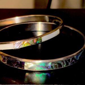 2 abalone shell vintage bracelets